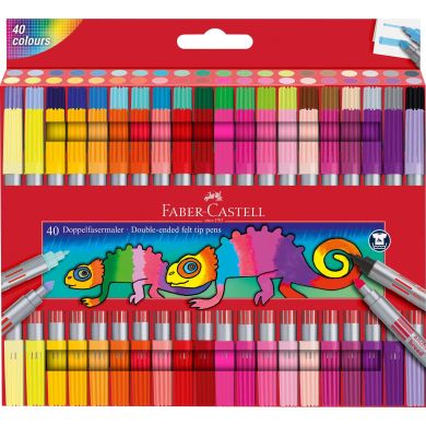 Фломастери 40 кол. Fibre-Tip, двусторонні Faber-Castell 151140 32421