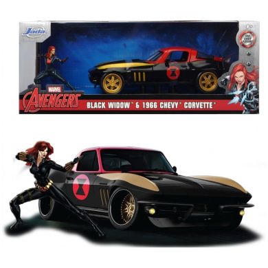 Машина металева Jada Марвел Месники Chevrolet Corvette 1966 + фігурка Чорної вдови 1:24 253225014