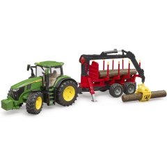 Машинка игрушечная трактор John Deere с прицепом и манипулятором 03154
