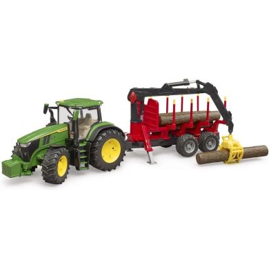 Машинка іграшкова трактор John Deere з причіпом та маніпулятором 03154
