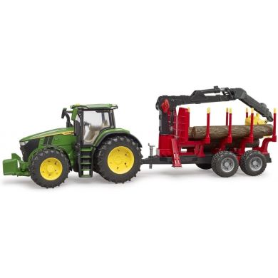 Машинка игрушечная трактор John Deere с прицепом и манипулятором 03154