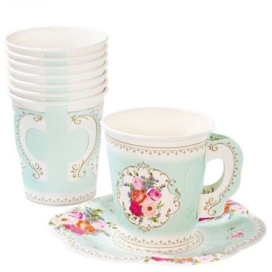 Одноразові чашки з блюдцями Talking Tables ТМ Талкінг Таблес TS6-CUPSET