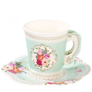 Одноразові чашки з блюдцями Talking Tables ТМ Талкінг Таблес TS6-CUPSET