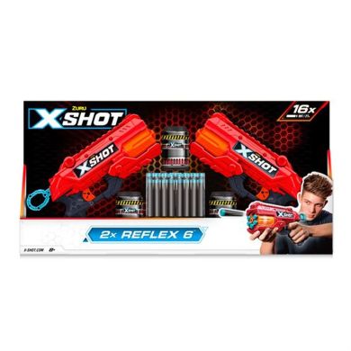 X-Shot Red Набор быстрострельных бластеров EXCEL Reflex Double (2 бластера 3 банки 16 патронов) 3