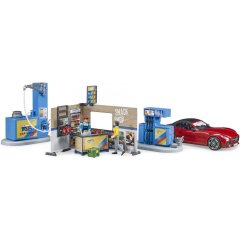 Набор игрушечных АЗС с автомойкой, автомобилем и фигурками Bruder 62111