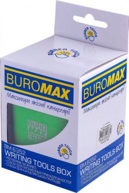 Пластикова підставка-стаканчик Buromax Rubber Touch для письмового приладдя Квадратна Світло-зелена BM.6352-15