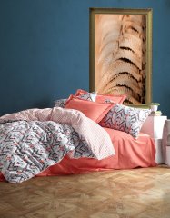 Комплект постельного белья ранфорс Cotton box евроразмер Коралловый Tile 1811849
