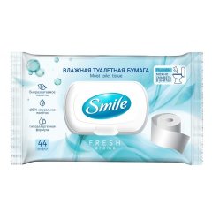 Вологий туалетний папір Smile Fresh/Sensitive для дорослих, 44шт з клапаном 42100340 4823071636895