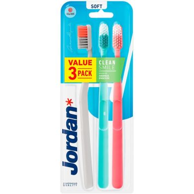 Зубна щітка Jordan Clean Smile (м'яка) 3шт Jordan 56106300
