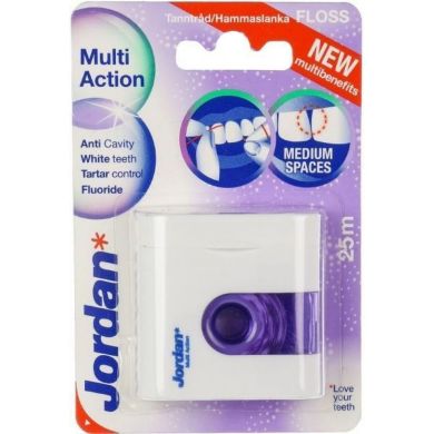 Зубний флос Jordan Multi Action floss(25м) відбілюючий з фтором, попередження зубного каменю 7046110052532