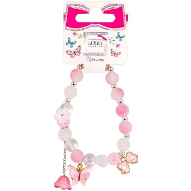 Браслет Lukky Fashion рожевий з трьома підвісками T24784