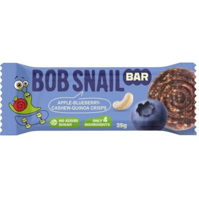 Фруктово-ягідно-горіховий батончик Bob Snail Яблуко-Чорниця-Кеш&rsquo;ю-Кріспи Кіноа 35 г 4820287102534