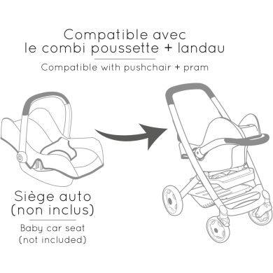 Коляска для ляльки Maxi-Cosi 3 в 1. Айворі зі знімною люлькою, 55x39x64 см 7600253122