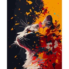 Набор для росписи Цветочный кот Strateg размером 40х50 см GS909