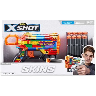 Швидкострільний бластер Skins Menace Striper (8 патронів), 36515N X-Shot 36515N