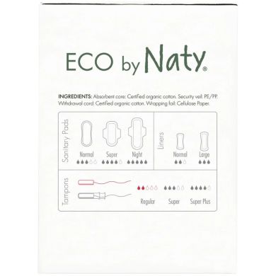 Жіночі гігієнічні тампони без аплікатора Eco By Naty Regular, 18 шт в упаковці 177238 7330933177238, 18