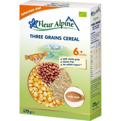 Безмолочна каша Fleur Alpine Organic три злаки 175 г 4006303632135