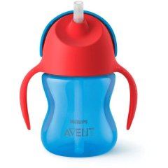 Чашка з трубочкою Philips Avent від 9 місяців синя з червоним 210 мл SCF796/01, Синій