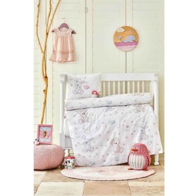 Комплект детского постельного белья Karaca Home Honey Bunny Pink Белый 200.16.01.0223, детский
