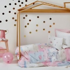 Комплект дитячої постільної білизни Karaca Home Honey Bunny Pink Білий 200.16.01.0223, дитячий