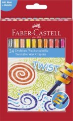 Мелки восковые выкручивающиеся в пластиковом корпусе Faber-Castell 24 неоновые цвета с металлическим блеском в картонной коробке 30723