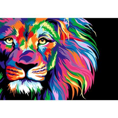 Набор-стандарт, картина по номерам, Неоновый лев, 35х45см, ROSA START N00013844