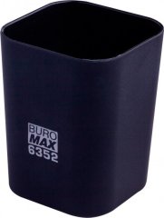 Пластикова підставка-стаканчик Buromax Rubber Touch для письмового приладдя Квадратна Чорна BM.6352-01