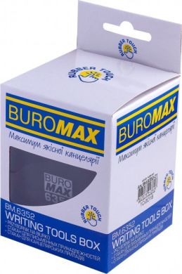 Пластикова підставка-стаканчик Buromax Rubber Touch для письмового приладдя Квадратна Чорна BM.6352-01