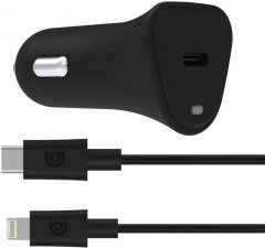 Автозарядка Griffin PowerJolt USB-C 18W с кабелем USB-C to Lightning GP-083-BLK