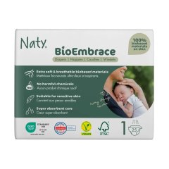 Дитячі підгузки BioEmbrace ТМ ECO BY NATY, розмір 1 (2-5 кг), 25шт. в упаковці 7330933000192
