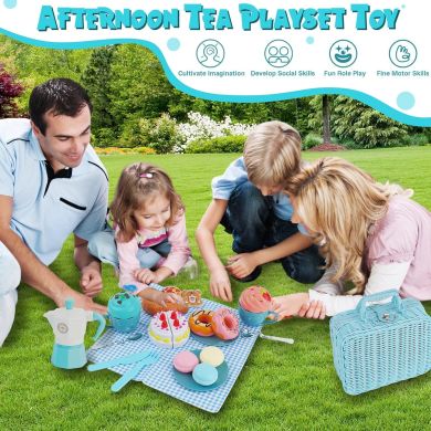 Ігровий набір для пікніка з кошиком Кавовий набір, блакитний XIE SHENG TOYS 9060A