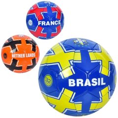 Мяч футбольный EN 3327 размер 5, ПВХ, 1,8мм, 340-360г, 3 вида (страны), кул.