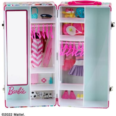 Розкладна шафа для ляльок BARBIE із полицями та плічками для одягу, Klein5801