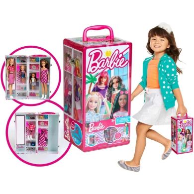 Розкладна шафа для ляльок BARBIE із полицями та плічками для одягу, Klein5801