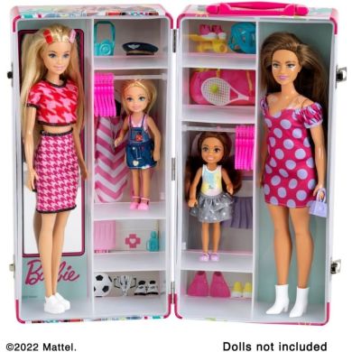 Розкладна шафа для ляльок BARBIE із полицями та плічками для одягу, Klein5801