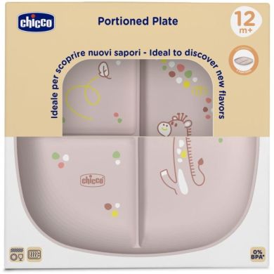 Тарелка секционная от 12 месяцев, цв.15 Chicco 16003.15, Розовый