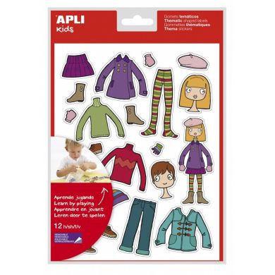 Тематические обучающие наклейки Шкаф для одежды, 12 листов APLI Kids 11450