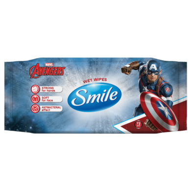 Влажные салфетки Smile Antibacterial Marvel, 72шт 42139161 4823071642254