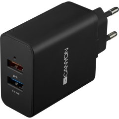 Зарядний пристрій Canyon Universal 2xUSB із захистом від перенапруг, black(1 USB QC 3.0, 2 USB 2,4A) CNE-CHA07B