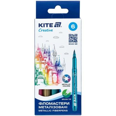 Фломастеры-кисти, набор 6шт, Kite Creative металлизированные K-1149