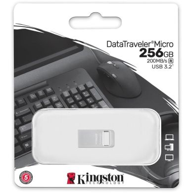 Накопичувач Kingston 256GB USB 3.2 Type-A Gen1 DT Micro R200MB/s Metal DTMC3G2/256GB