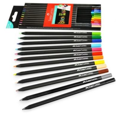 Олівці кольорові Faber-Castell Black Edition в картонній коробці 12 шт 31214