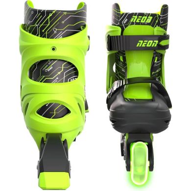 Роликові ковзани Neon Inline, розмір 30-33, зелений LED підсвічування 2 коліс з кожного боку NT07G4