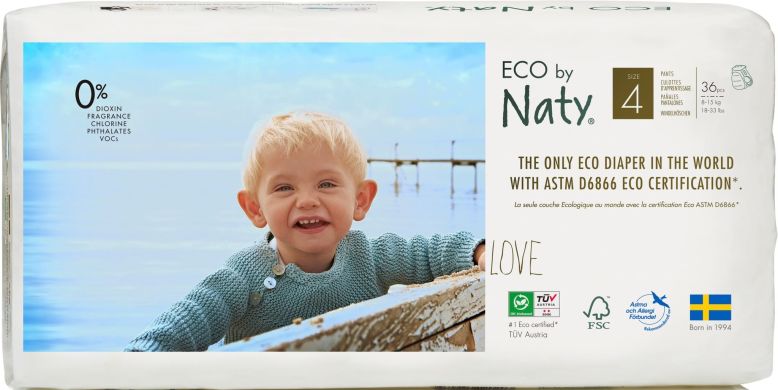 Одноразові дитячі трусики-підгузки Eco By Naty розмір 4, 36 шт 244152 7330933120203, L