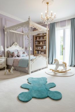 Фігурний дитячий килимок Nattiot Little Teddy Blue Плюшевий ведмедик 80х100 см 1040213364