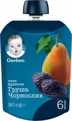 Фруктове пюре Gerber Груша та чорнослив з 6 місяців 90 г 12357927 7613036346375
