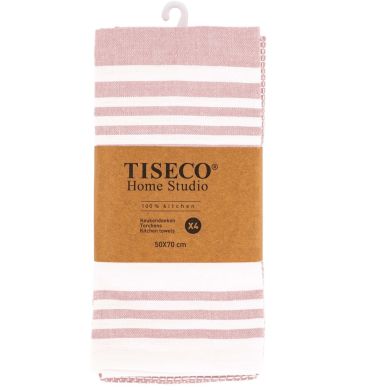 Набір кухоних рушників COMBO, 50x70см, (4шт), рожевий Tiseco 9576PІндіяK-SET4