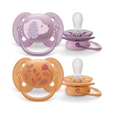 Пустушка Avent Ultra Soft, 6-18 місяців, дизайн для дівчат, 2 шт SCF091/18