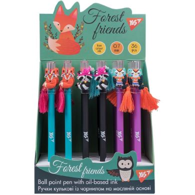 Ручка масляная Forest Friends 0,7 мм, синяя YES 412073