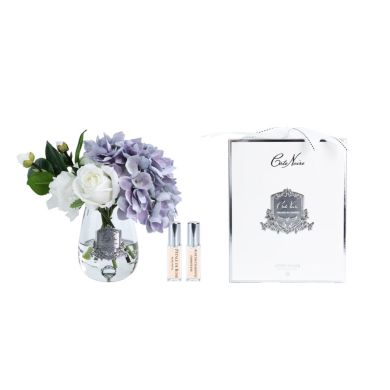 Дифузор Чайна троянда біла та Гортензія синя, Clear Glass with Silver Badge Cote noire TRH05